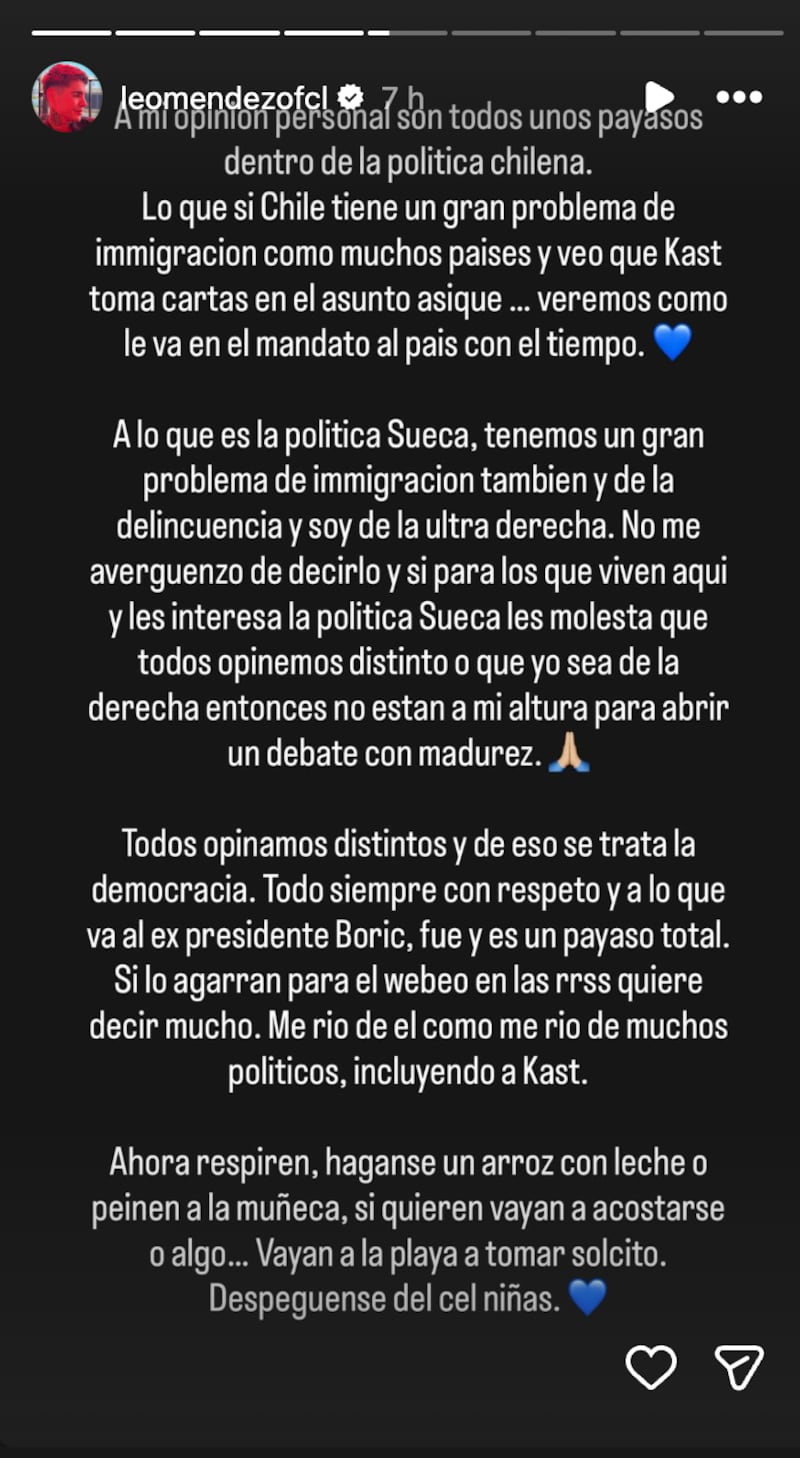Historia de Leo Méndez Jr | Captura: Instagram @leomendezofcl