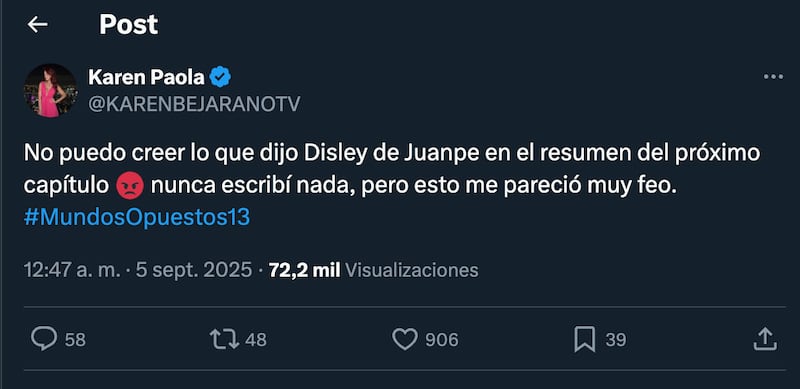 Karen Paola contra Disley Ramos | Fuente: X de @KARENBEJARANOTV
