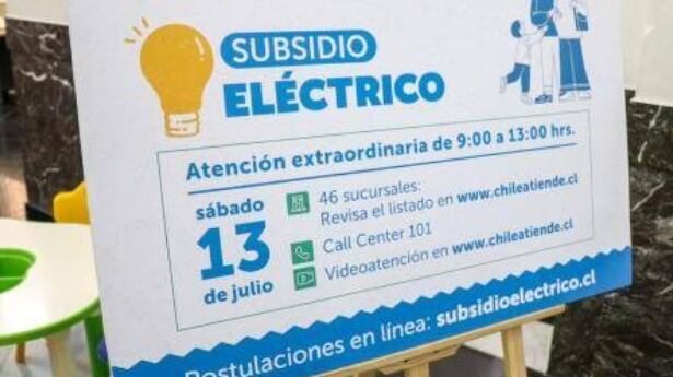 Este sábado 13 de julio se atenderá en las sucursales de ChileAtiende a las personas para tramitar el subsidio eléctrico.