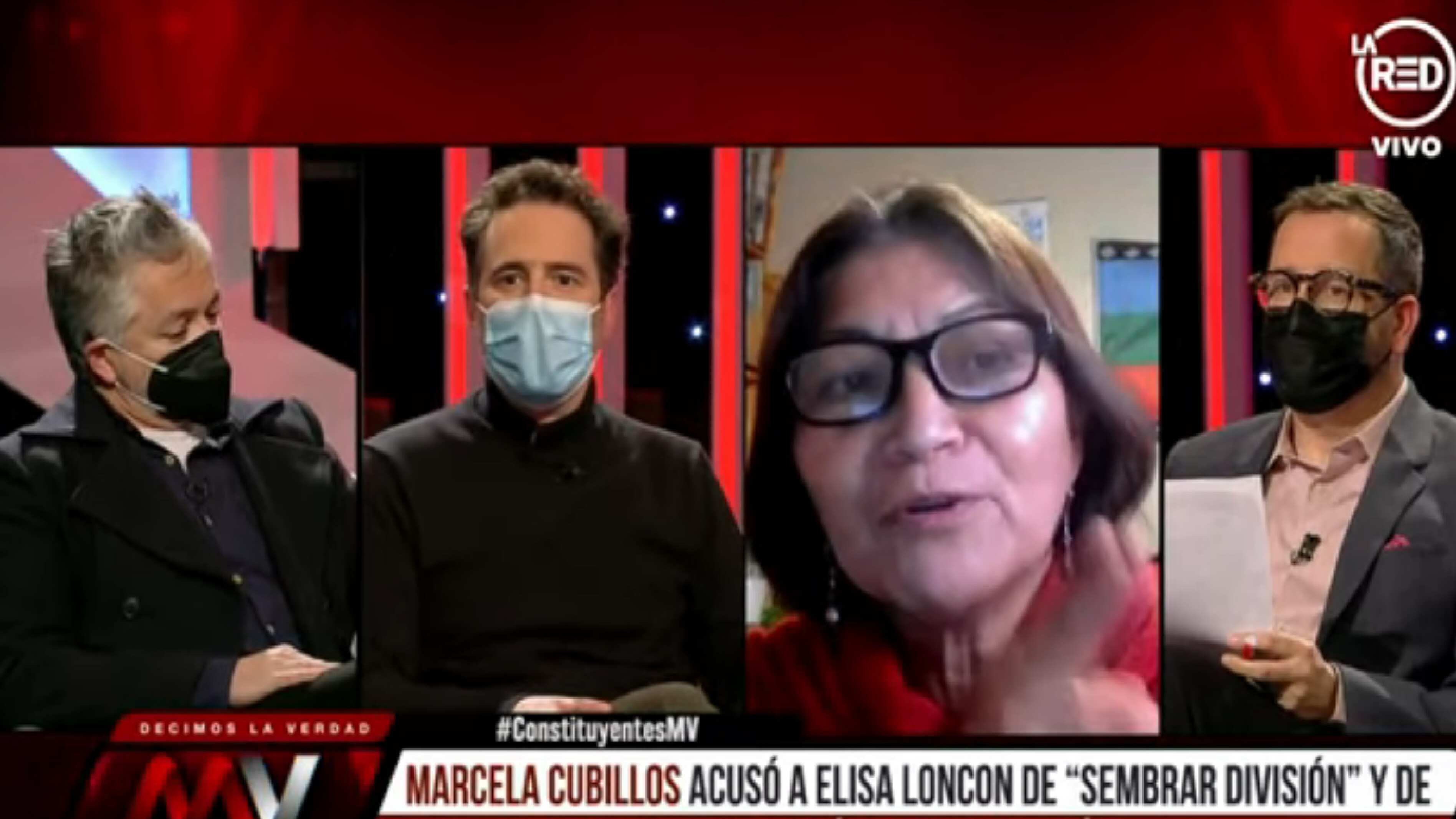 Elisa Loncon encarando a Larrain Matte