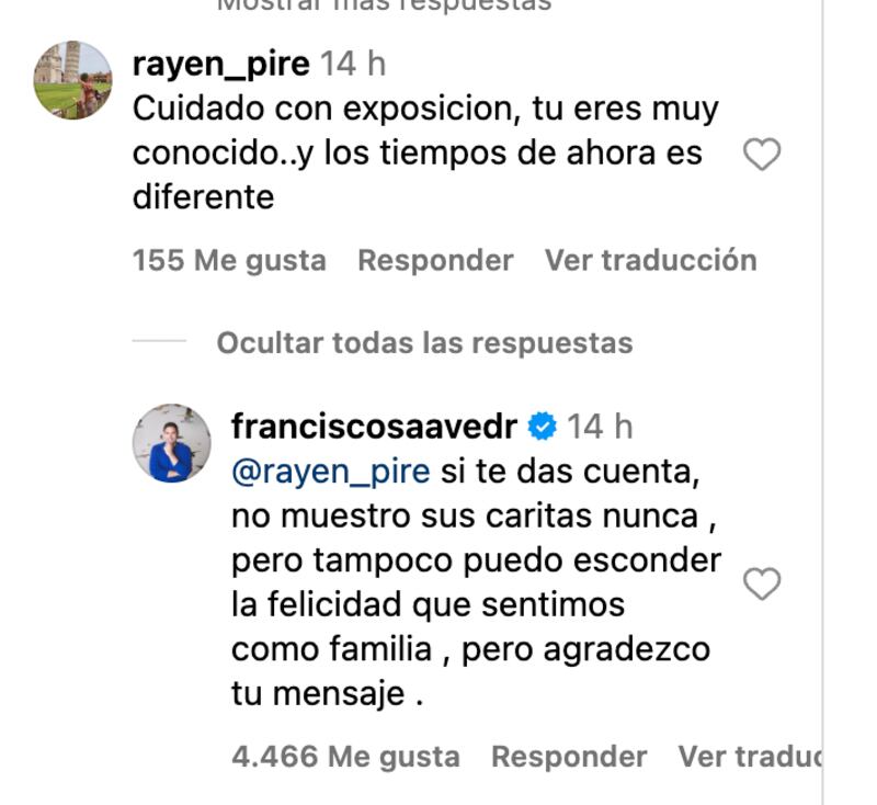 Comentarios de Pancho Saavedra | Captura: Instagram