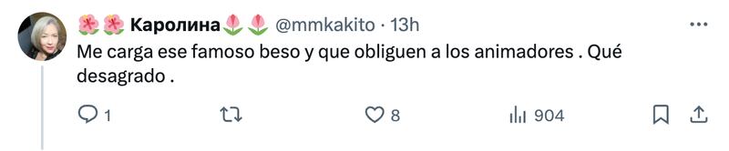 Comentarios sobre beso de Kaminski y Andrade | Captura: X (Twitter)