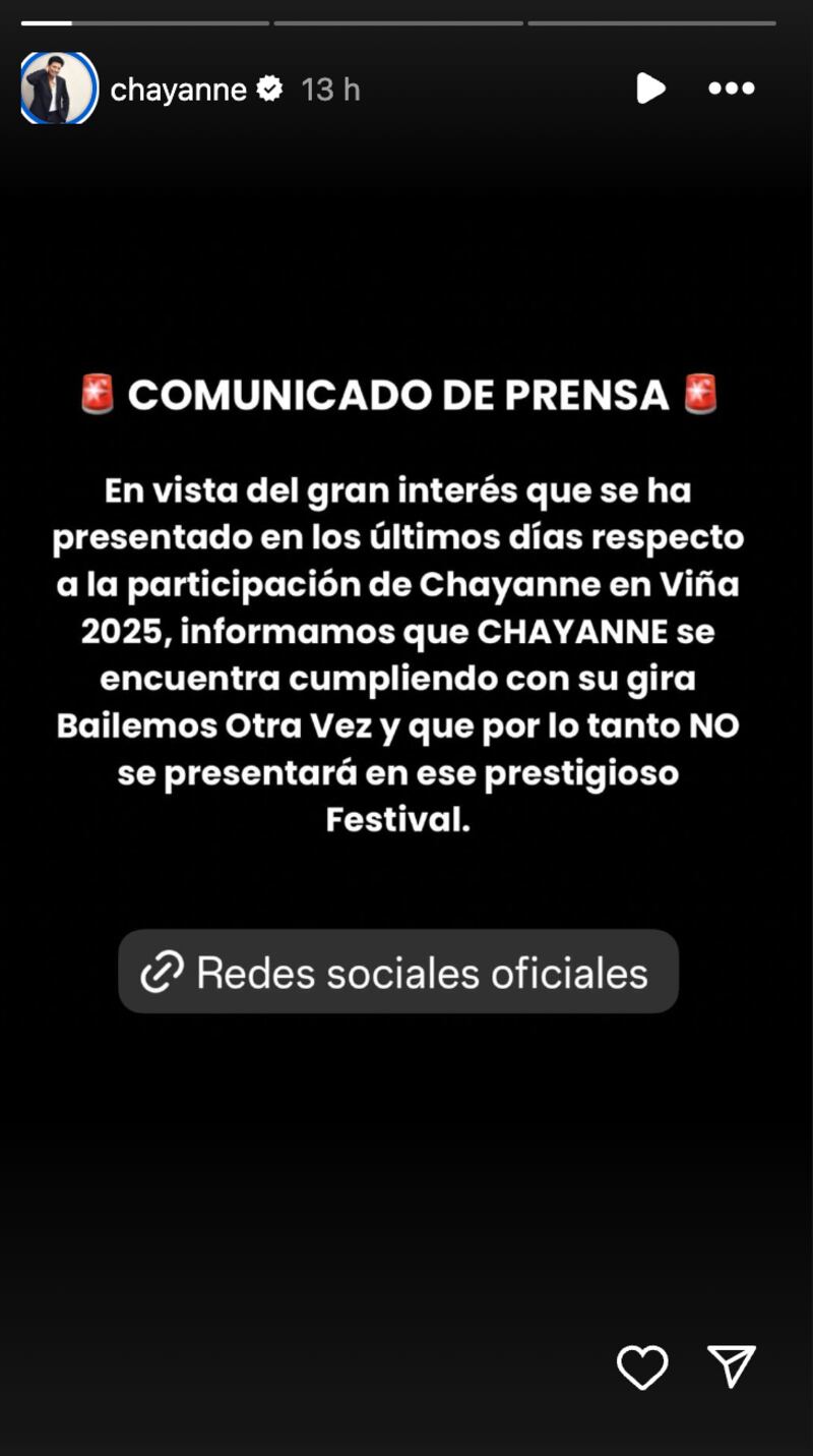 Historia de Chayanne | Captura: Instagram