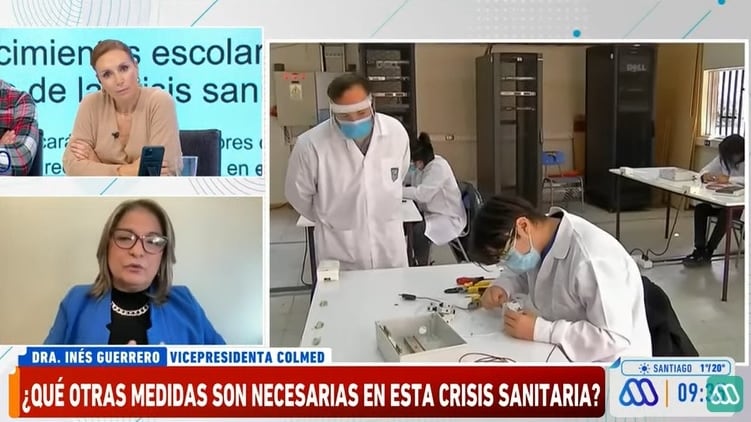 La doctora Inés Guerrero fue quien informó esta mañana en el programa de Mega de la decisión que tomó el Colmed respecto de la crisis respiratoria.