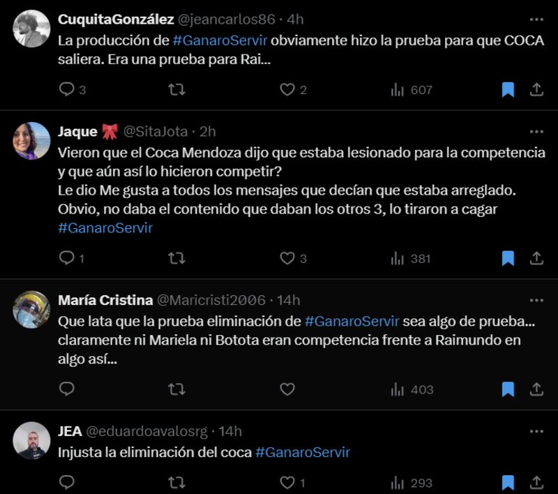 Reacción eliminación de Coca Mendoza de "¿Ganar o Servir?" | X