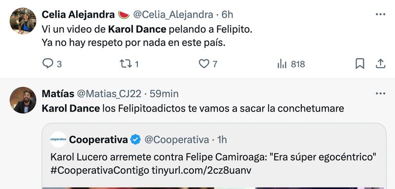 Comentarios sobre Karol Lucero | Captura: X