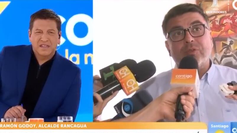 El alcalde de Rancagua, Juan Ramón Godoy y Julio César Rodríguez | Captura: CHV