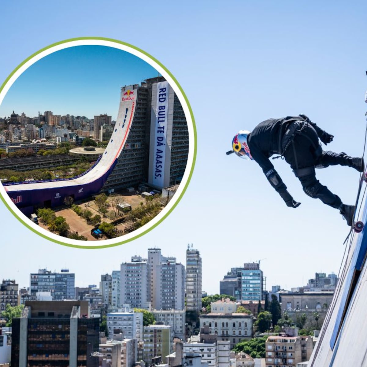 Atleta desciende en patineta 22 pisos a más de 100 km/h Atleta desciende en patineta 22 pisos a más de 100 km/h