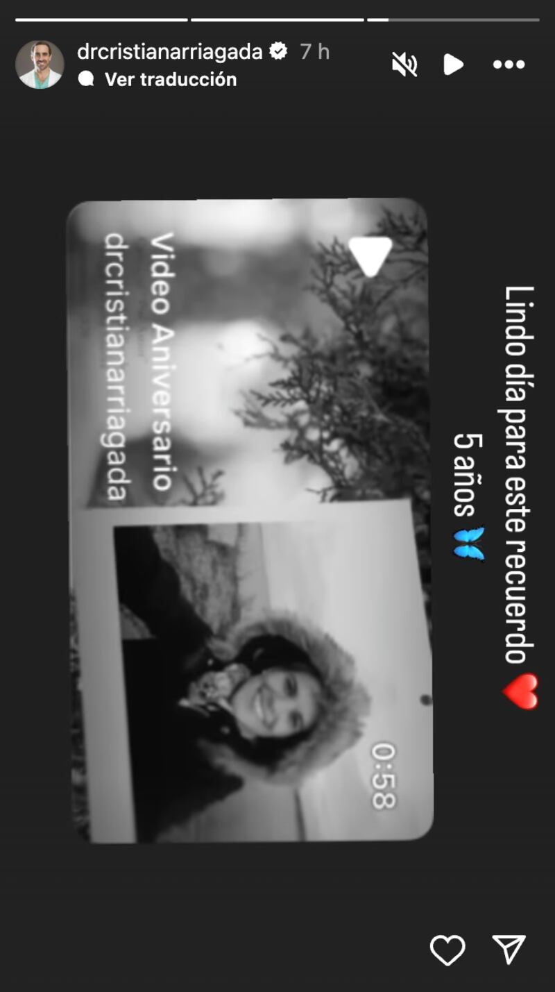 Historia de Cristián Arriagada sobre Javiera Suárez | Fuente: Instagram