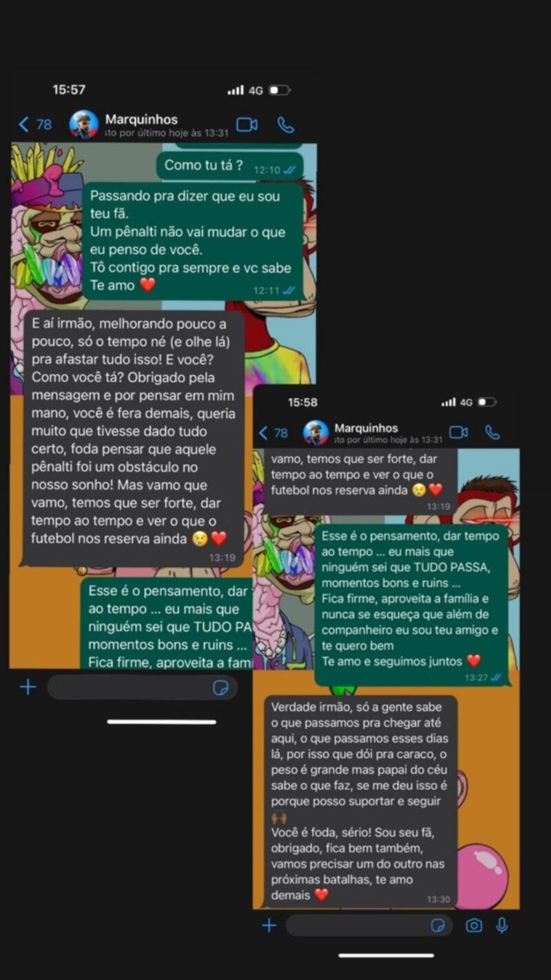 El chat entre Neymar y Marquinhos