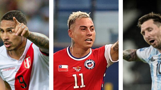 Paolo Guerrero, Eduardo Vargas y Lionel Messi / AgenciaUno