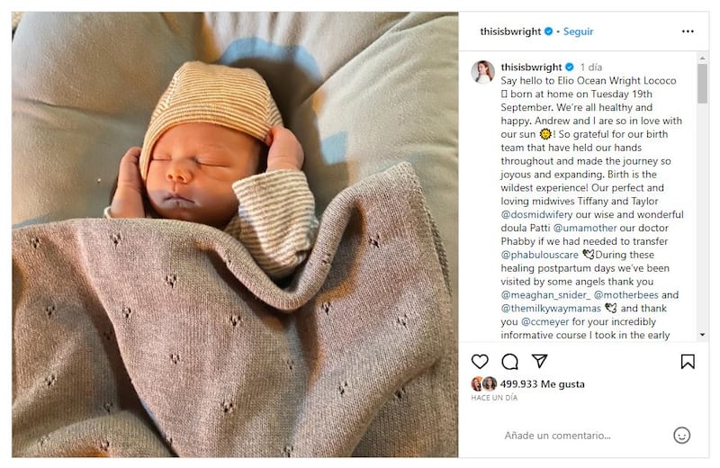 Bonnie Wright anunció el nacimiento de su primer hijo con esta tierna foto del bebé