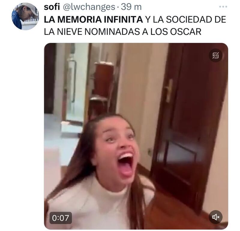 Cibernautas reaccionan a nominación de “La Memoria Infinita” a los Premios Oscar 2024. Captura de X