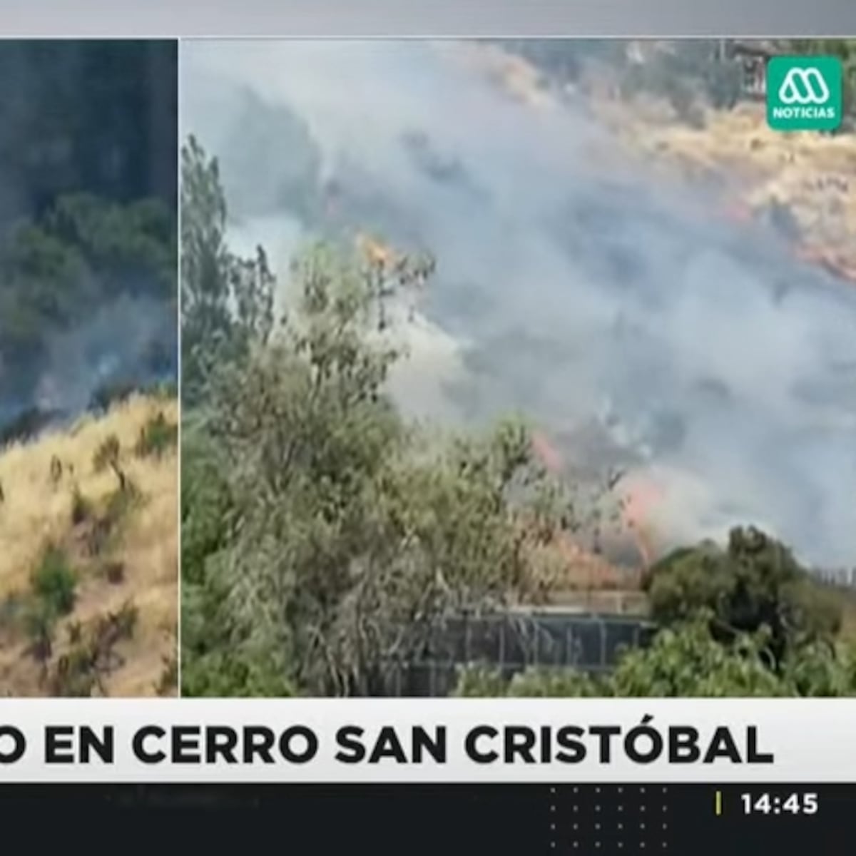 Bomberos luchan contra incendio cerca de edificio en Santiago Bomberos luchan contra incendio cerca de edificio en Santiago