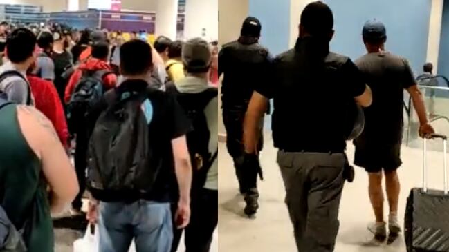 La noche de este lunes se realizó un operativo del Gope de Carabineros en el aeropuerto de Iquique, luego que un pasajero gritara que tenía una bomba, por lo cual fue detenido y se activó el protocolo de seguridad.
El hecho ocurrió en el vuelo de LAN 1277 Iquique-Santiago, cuando un hombre gritó que tenía una bomba, por lo que se activó el protocolo de emergencia y el Gope inició el procedimiento policial, indicó la DGAC.
“Ante aviso de bomba en aeronave vuelo LAN1277 Iquique/Stgo en Ap. Diego Aracena #DGAC activó protocolos de emergencia y coordinó asistencia a pasajeros que fueron desembarcados. Aeronave fue trasladada a área de seguridad para revisión de GOPE. En proceso resultado de revisión”, informó la DGAC.