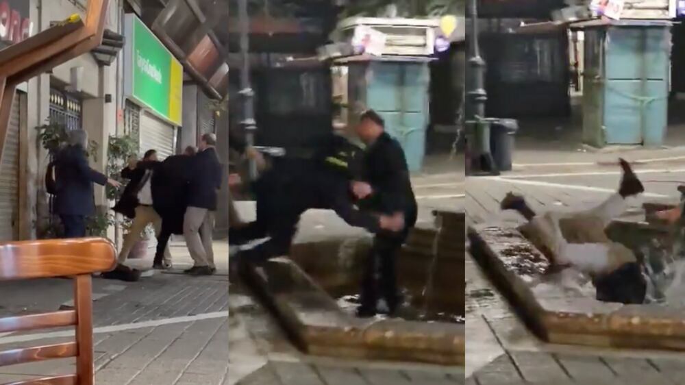 Pelea en Santiago Centro | Fuente: Twitter