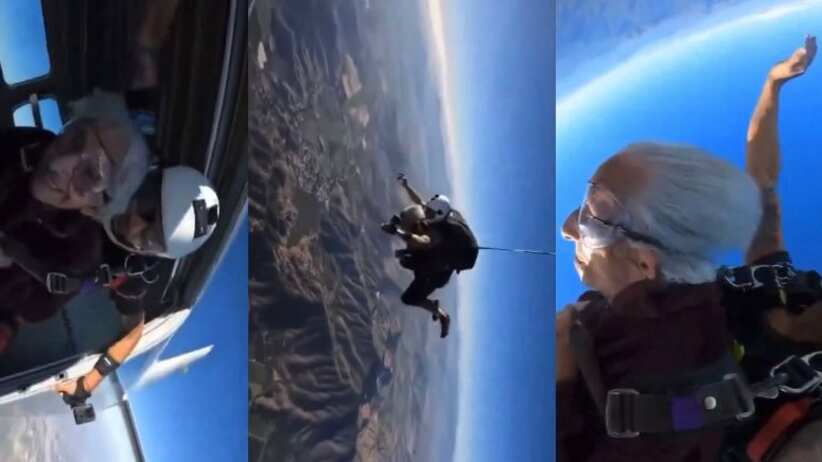 abuela se lanzó en paracaidas