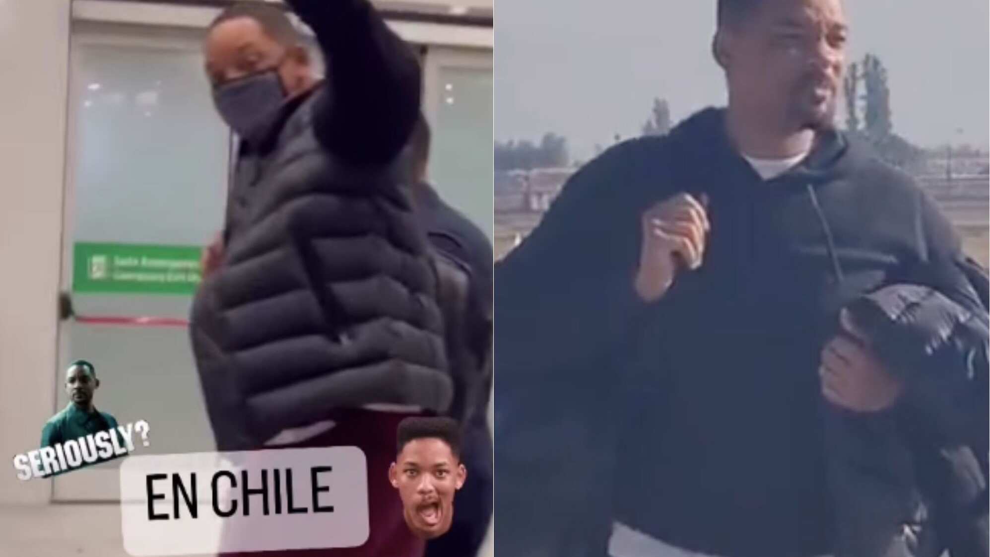 Will Smith en Chile | Fuente: Twitter @JPabloReisch e Instagram de Oscar Olea