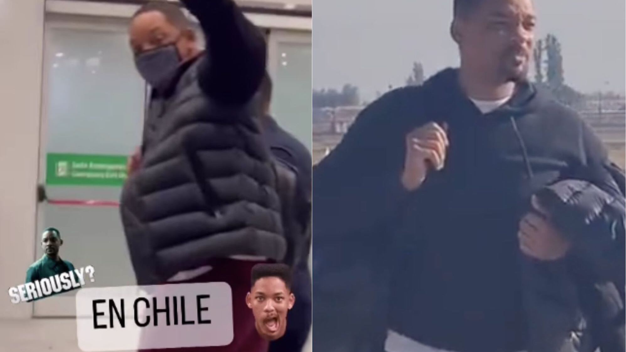 Will Smith en Chile | Fuente: Twitter @JPabloReisch e Instagram de Oscar Olea