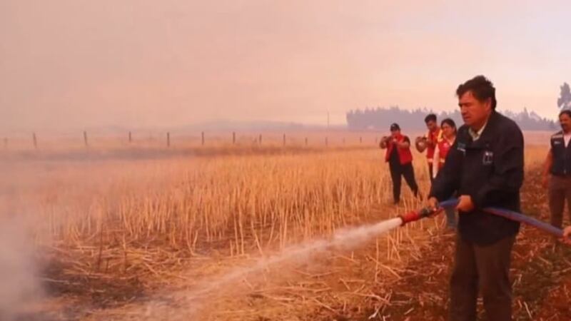 Ministro de Agricultura responde a críticas por video que lo muestra apagando un incendio en Traiguén: “Nada es show”