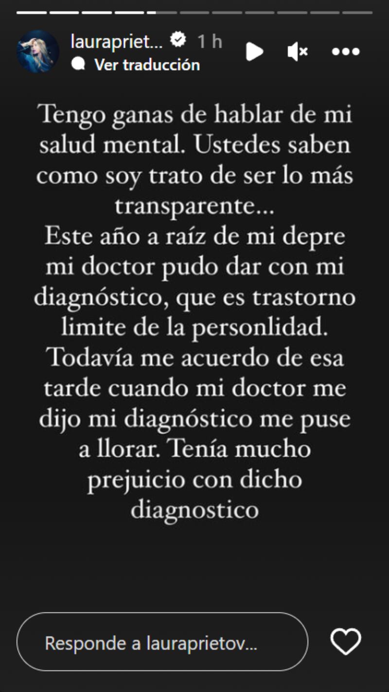 Historia de Laura Prieto | Fuente: Instagram