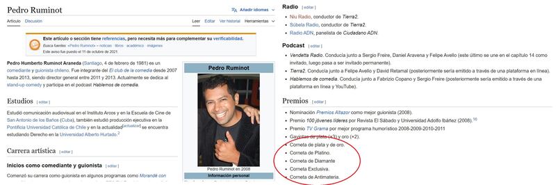 La biografía de Pedro Ruminot fue modificada pocos minutos después de su presentación en el Festival de Viña del Mar 2025.