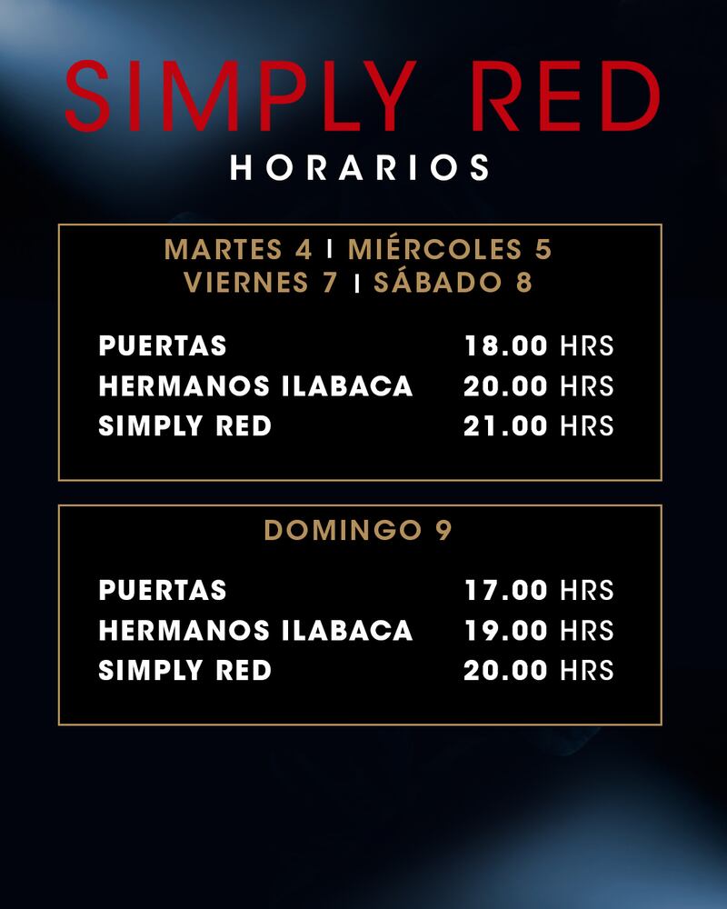 Horarios de Simply Red