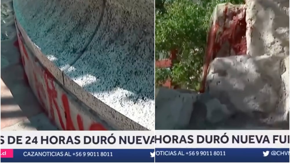 La Fuente Alemana fue vandalizada horas después de ser reinaugurada