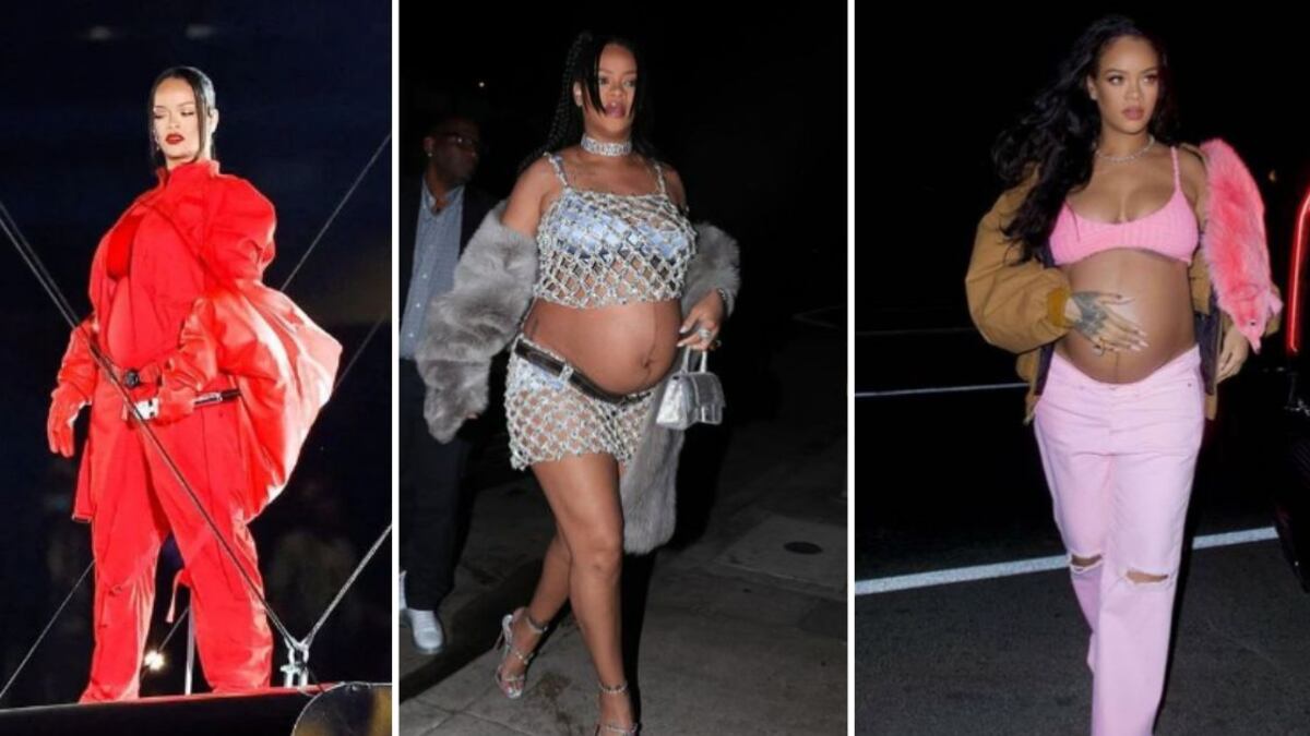 A Rihanna en su primer embarazo no le importó usar atrevidas prendas ajustadas