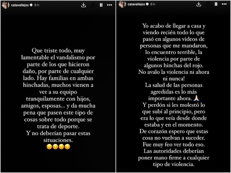 Cata Vallejos habló de lo ocurrido en Avellaneda