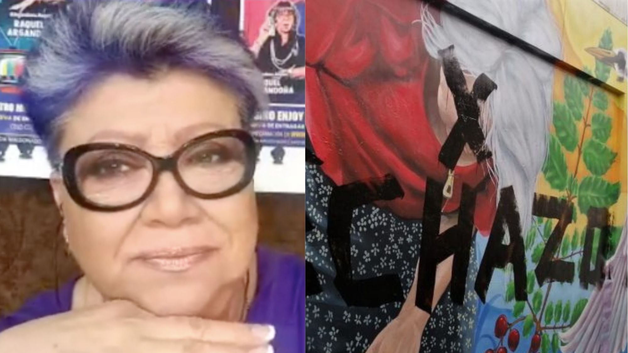 Paty Maldonado en “Las Indomables” y Mural dañado | Fuente: RioenLinea y YouTube
