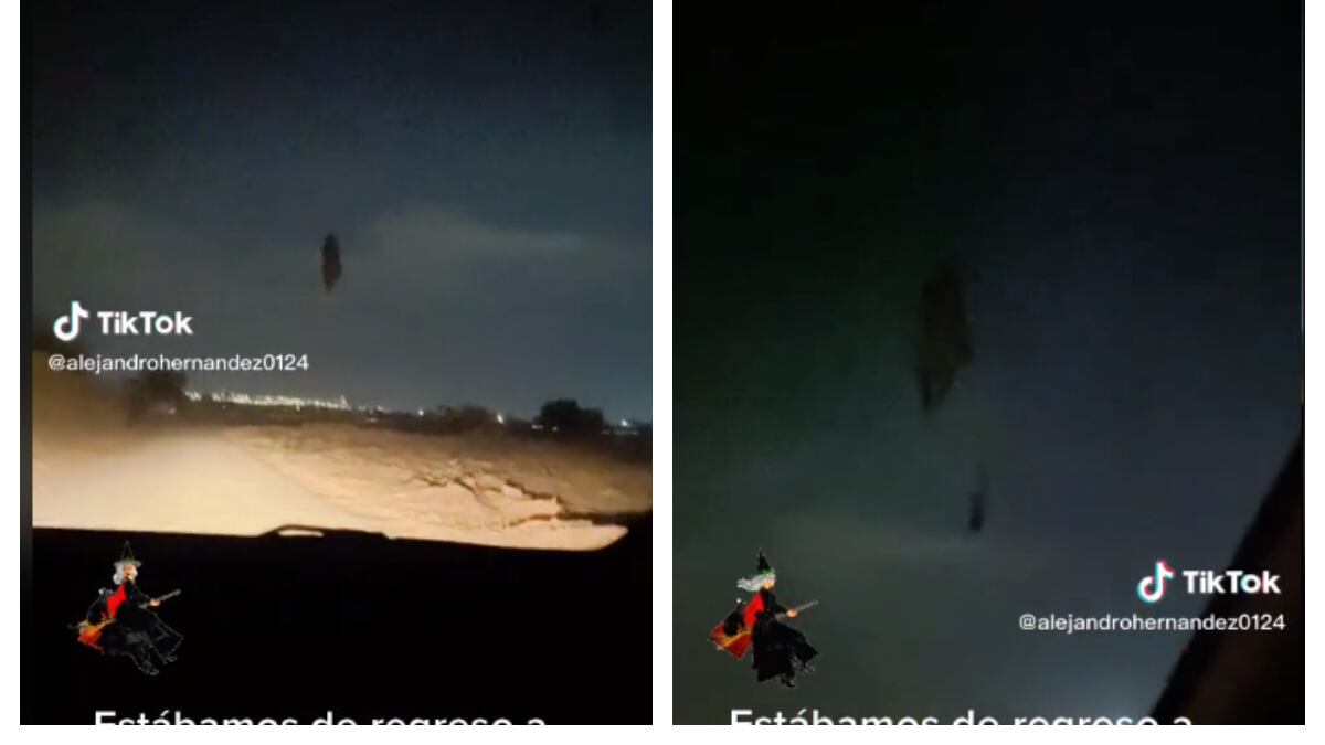 La supuesta bruja fue grabada en el cielo oscuro de México