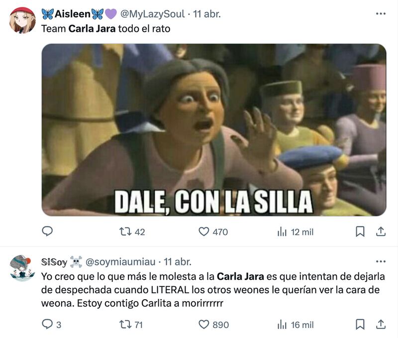 Comentarios sobre Carla Jara | Captura: X (Twitter)