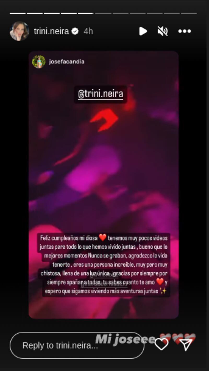 Historias Trini Neira - Fuente: Instagram