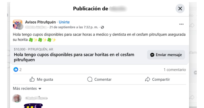 Denuncian que horas médicas del Cesfam de Pitrufquén se revendían ilegalmente en Facebook a $10 mil