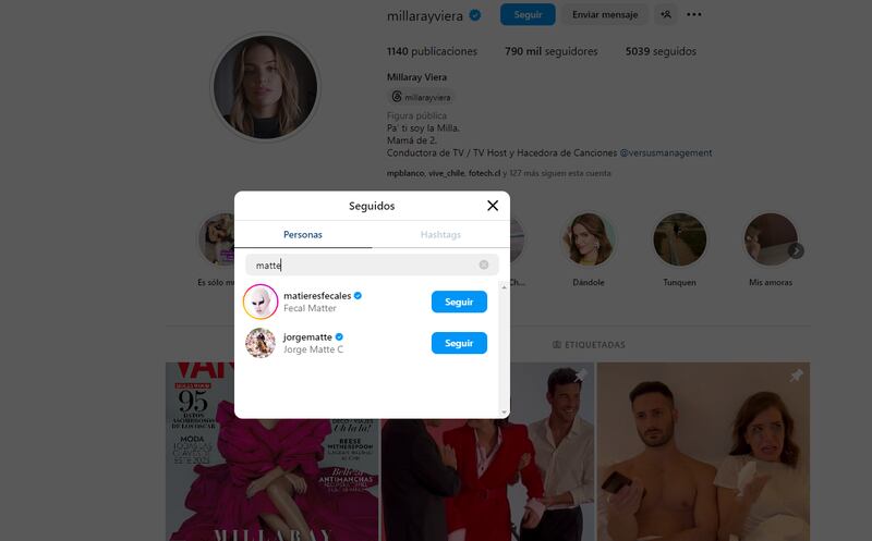 Según contaron, a modo de curriculum, “el joven Matte es presidente de varias empresas dentro del holding, incluyendo la Fundación Amulén, dedicada al cuidado del agua”.
Millaray, en tanto, se encuentra trabajando en campañas publicitarias con el actor Antonio Banderas y en su proyecto musical que pronto saldrá a la luz, con la ayuda del música uruguayo Gonzalo Yáñez.
“Estoy por lanzar mi disco, mi primer disco. No se puede adelantar porque aún no se lanza, a penas se lance, les voy a mostrar todo. Lo estoy haciendo sin ninguna pretensión más que disfrutarlo con mi mejor amigo que es Gonzalo Yáñez”, dijo en conversación con Publimetro durante su visita al Festival de Viña del Mar recién pasado.
Respecto a antiguos rumores de romance, en noviembre del 2023 se le vinculó a un político, lo cual fue descartado por ella e incluso al exMasterChef, Yan Ivyn. Incluso, se rumoreó de una cierta cercanía con Jean Philippe Cretton.
“No estoy con ningún joven político, ni con nadie. (Estoy) Soltera y sin compromiso”, señaló tiempo atrás.