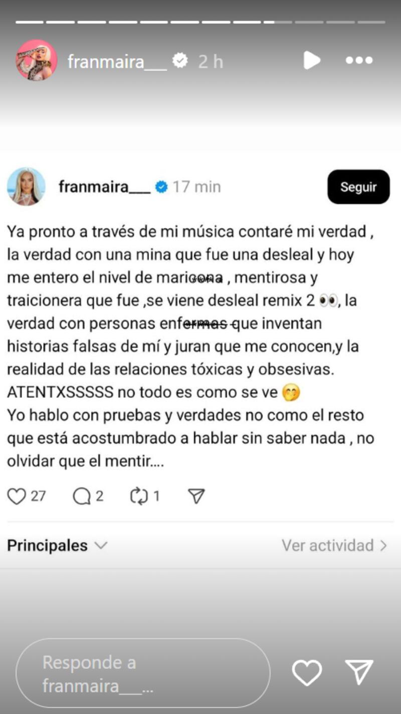 Historias de Fran Maira | Fuente: Instagram @franmaira___
