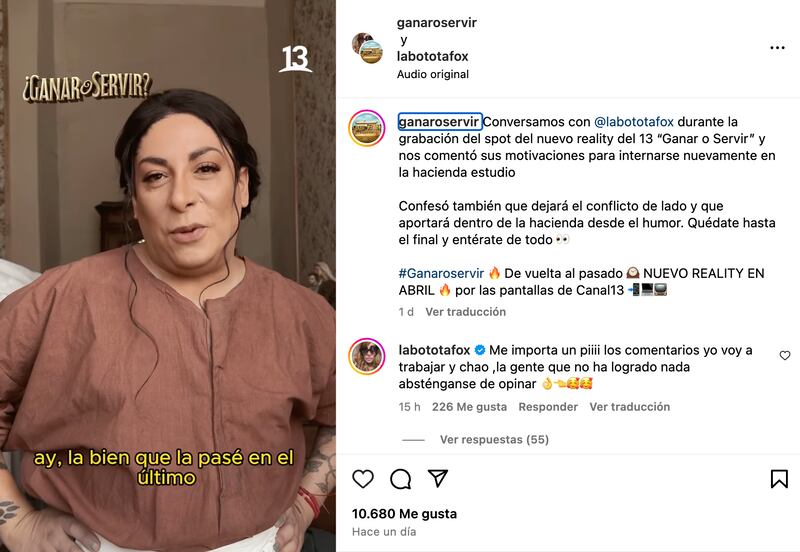 Comentarios sobre Botota Fox | Captura: Instagram