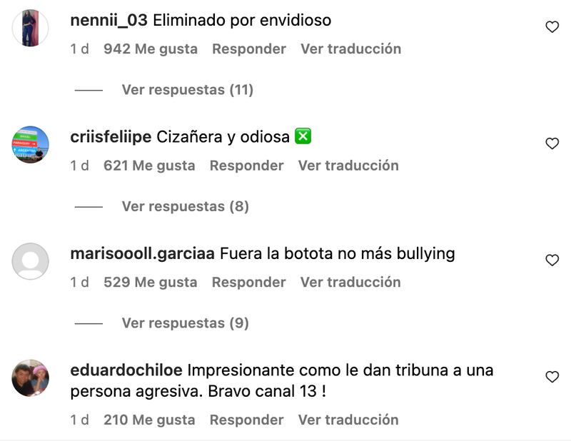 Comentarios sobre Botota Fox | Captura: Instagram