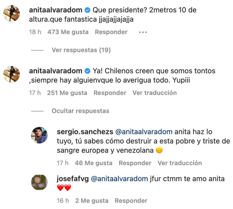 Anita Alvarado comentarios | Fuente: Instagram