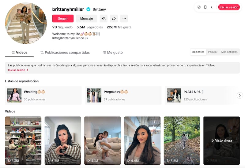 Brittany Miller cuenta de TikTok