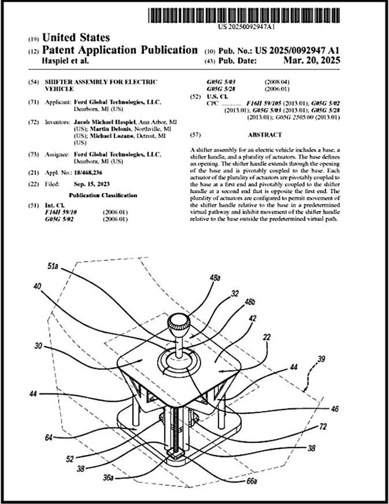 Ford patenta palanca de cambios manual simulada para vehículos eléctricos