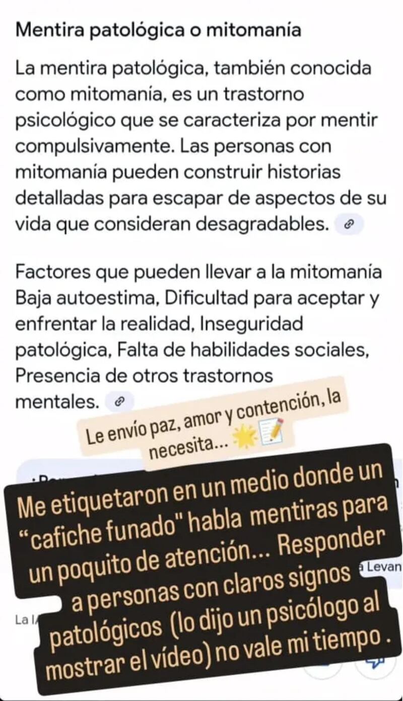 Historia de Instagram de Angélica Sepúlveda contra Luis Mateucci | Fuente: Página 7