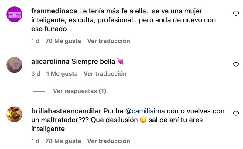 Comentarios a Camilísima | Captura: Instagram