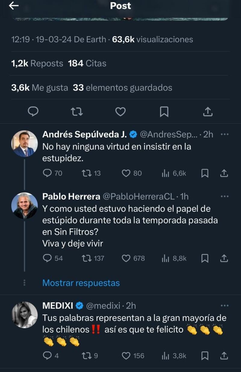 Posteo Andrés Sepúlveda a Pablo Herrera