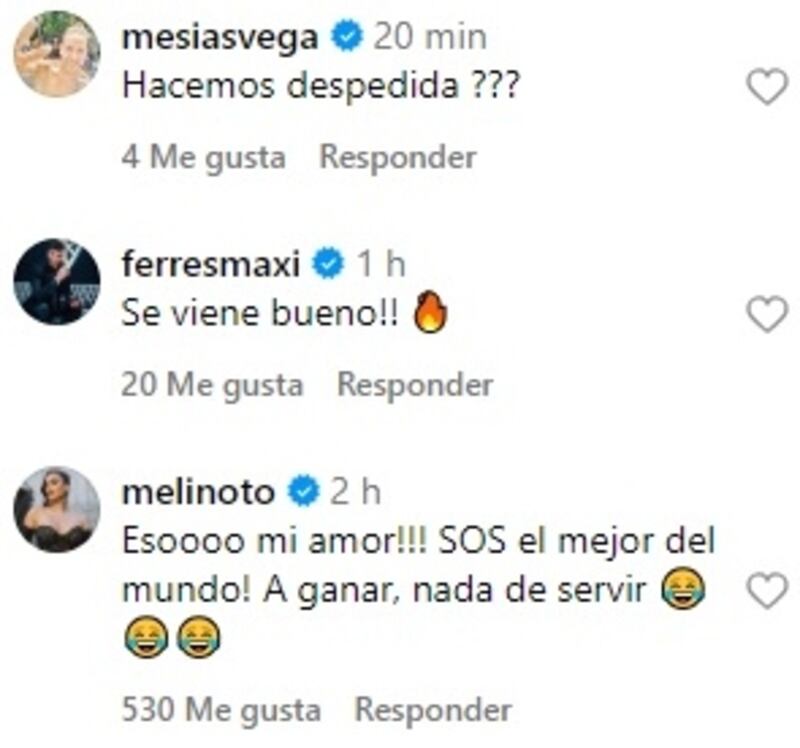 Melina Noto felicitó a su novio por ingresar al próximo reality de Canal 13.