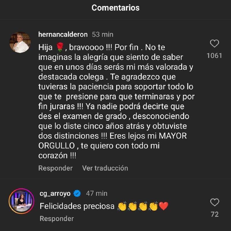 Instagram palabaras de Hernán Calderón
