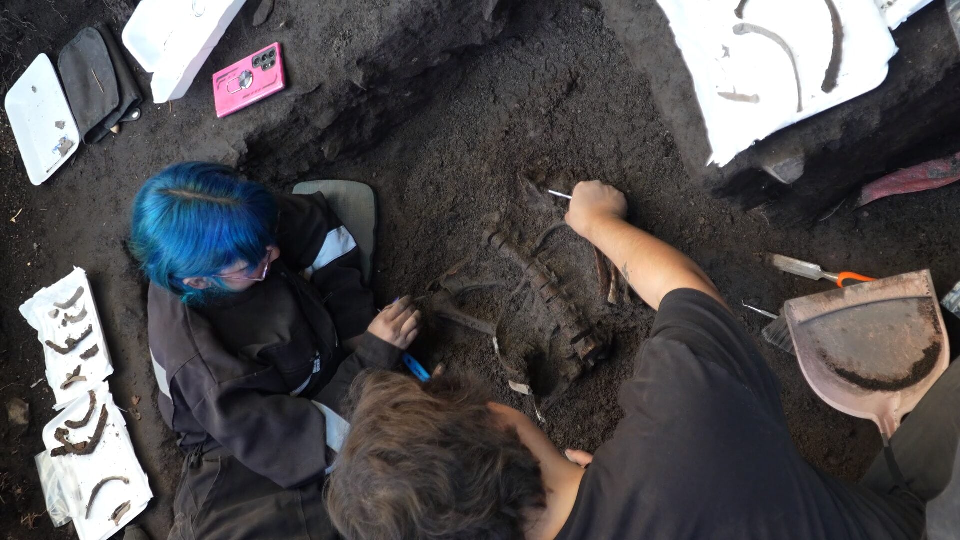 Nicole Vilches, Paleontóloga y Felipe Rojas, Antropólogo Físico. Imagen por Ladera Sur