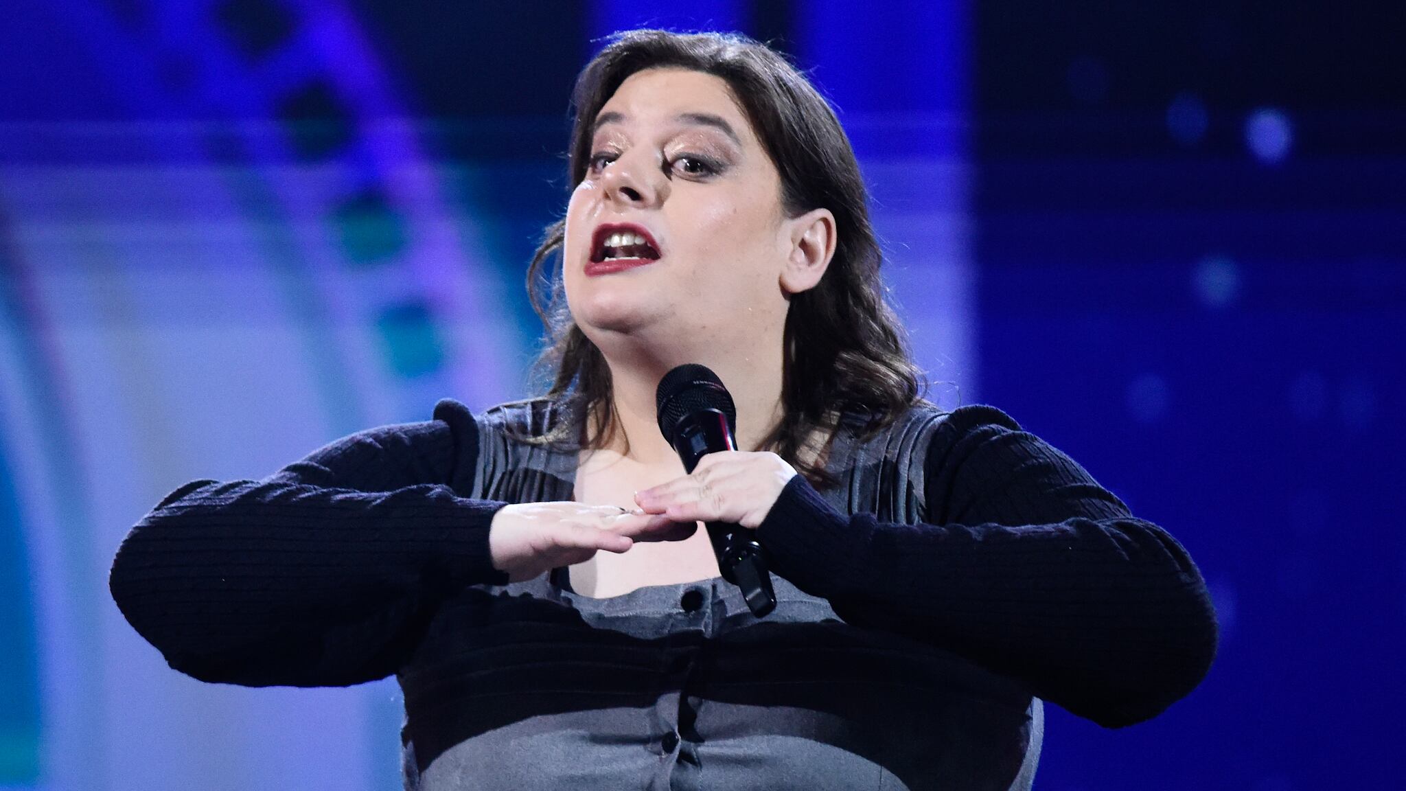 24 de Febrero del 2023 / VIÑA DEL MAR
Laila Roth presenta su show durante la sexta noche del Festival Internacional de la Canción de Viña del Mar 2023.
FOTO: OSCAR GUERRA / AGENCIAUNO