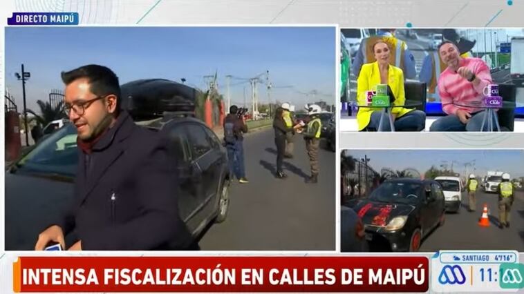 Los conductores del matinal de Mega aprovecharon esta mañana la ocasión de ironizar con la llegada de "Contigo a la mañana" a un despacho que ellos realizaban en Maipú.